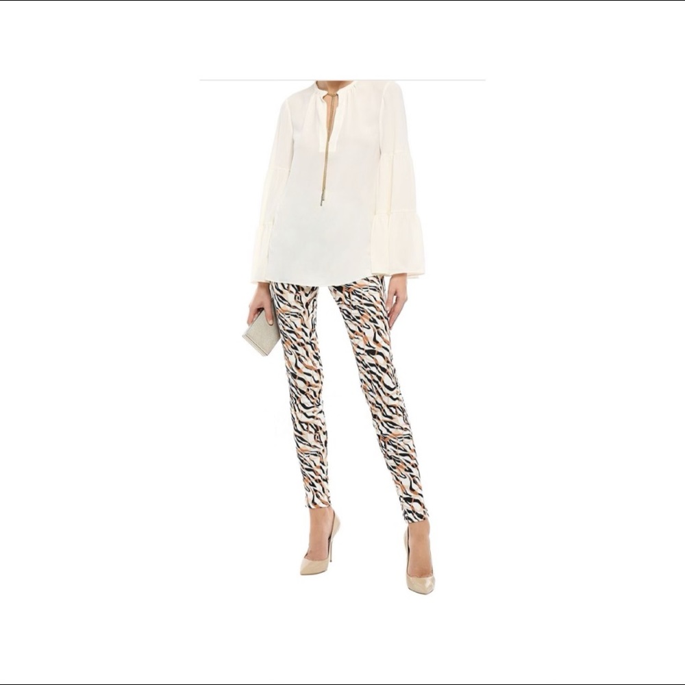 NWT Roberto Cavalli Printed Stretch-Crepe Leggings